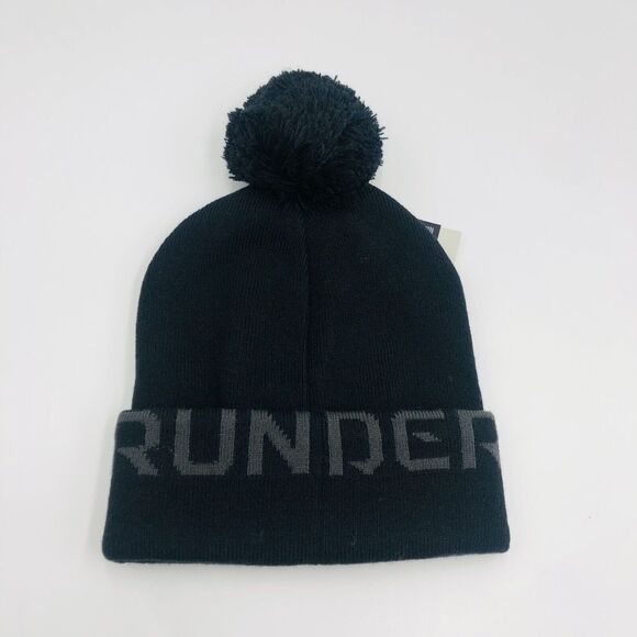 Brand New Under Armour Men's Halftime Fleece Pom Black‎ Beanie Winter Beanie - Picture 4 of 5